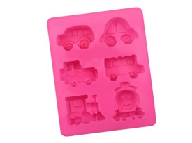 Molde silicona 6 transportes animados 